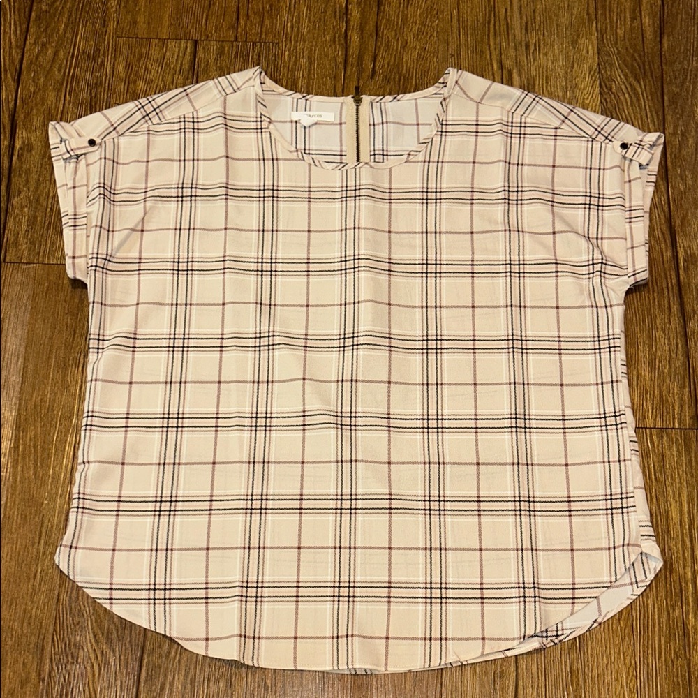 Maurices Beige Plaid Blouse